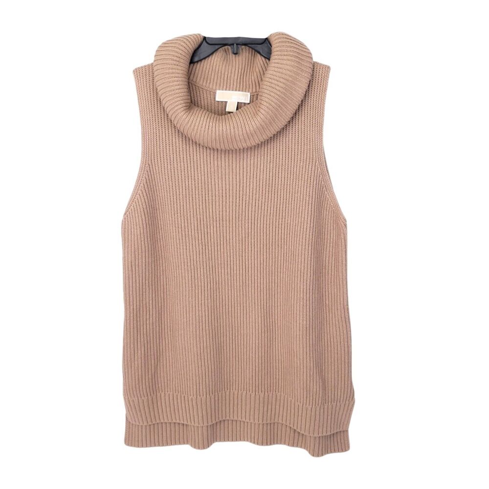 Michael Kors Sweater Womens XL Sleeveless Pullover Cowl Knit Top Logo Stretch